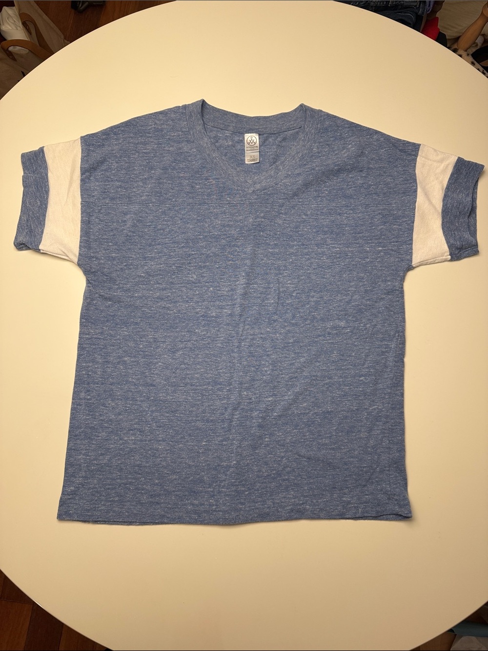 Alternative Blue Tee with White Sleeve Panels